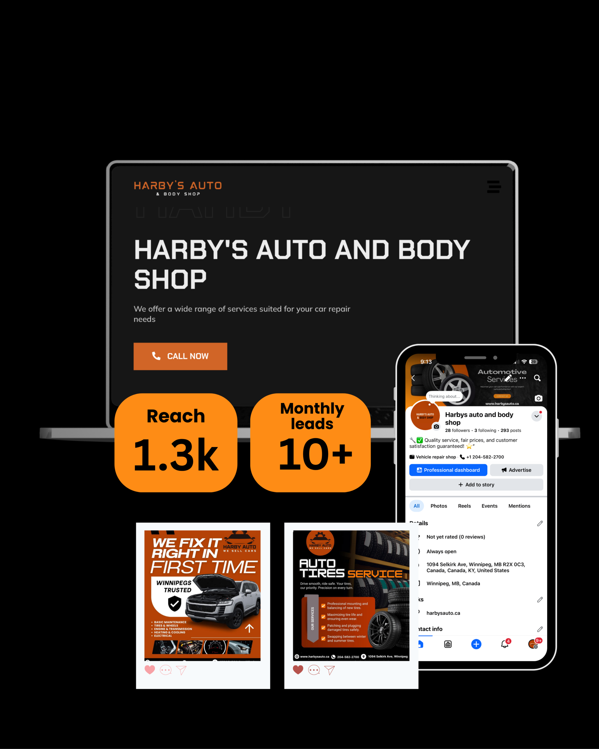 Harby's Auto and Body Shop website by NH Consultants
