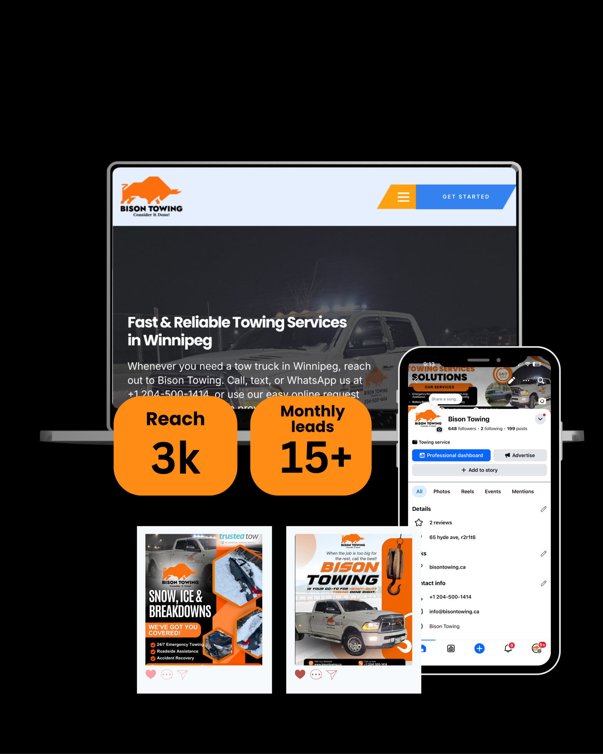 Bison Towing website by NH Consultants